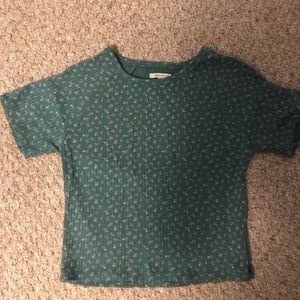 green ribbed floral top